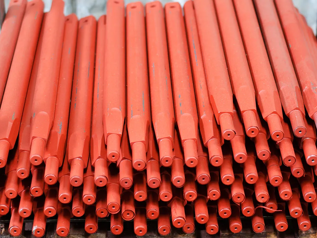 Various railway brake shafts bundled together